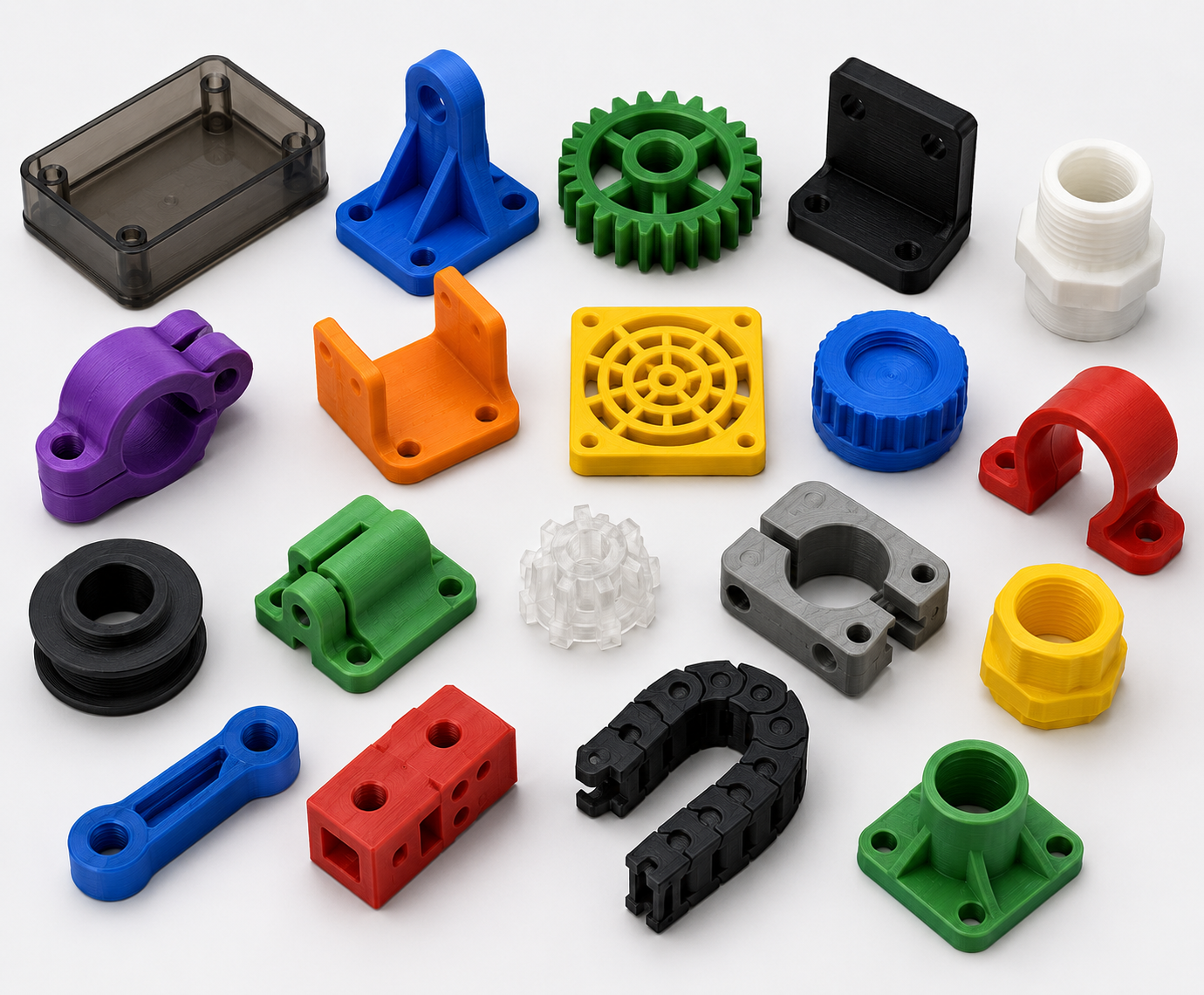 PETG 3D printed parts with chemical resistance and durability