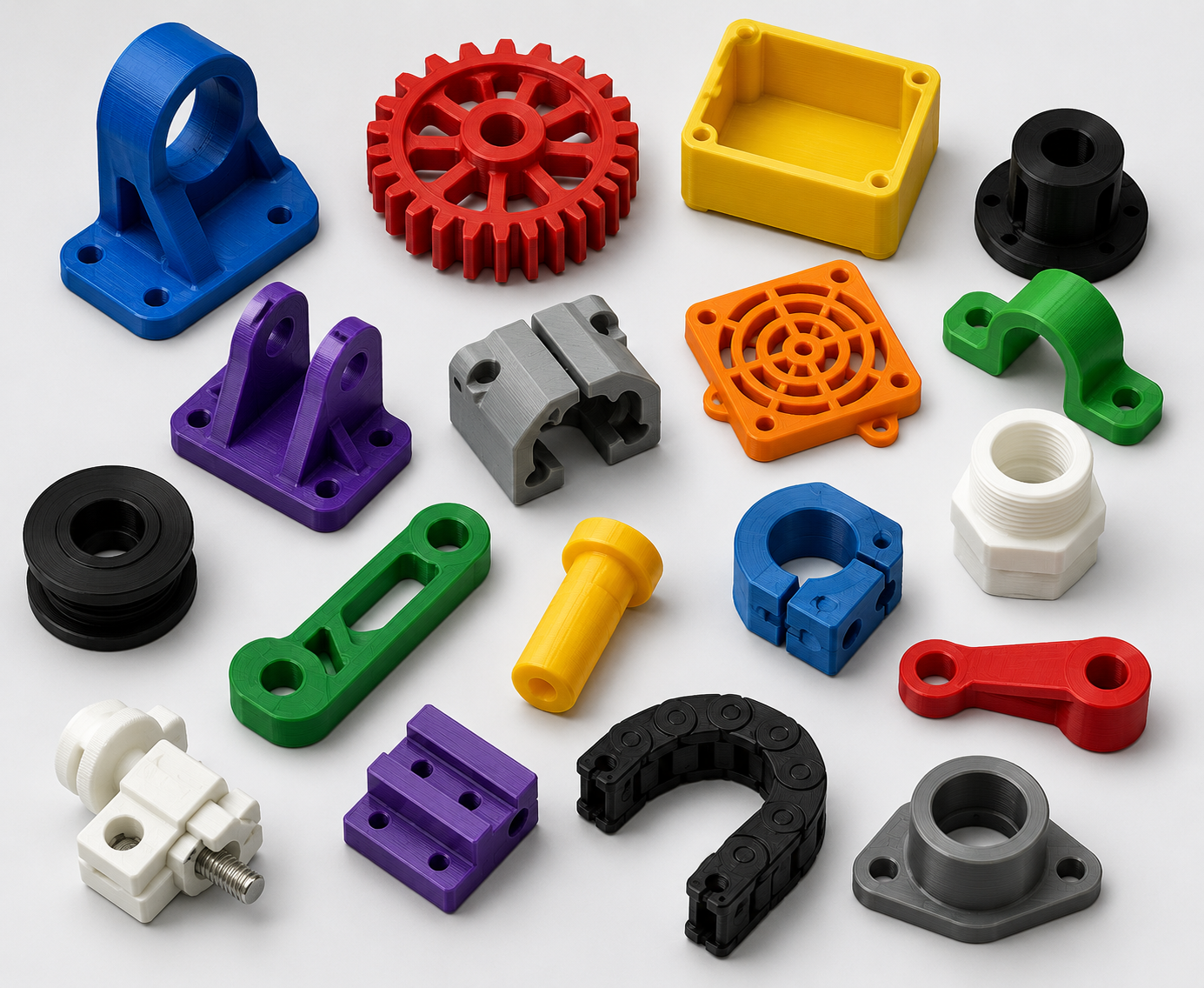PLA 3D printed parts for form, fit, and fixtures