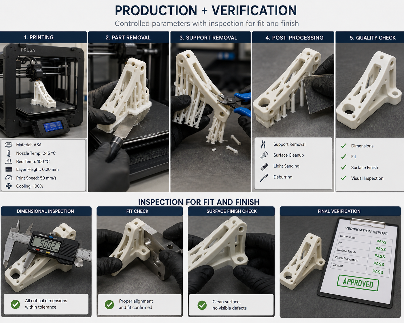 3D printed part inspection and verification